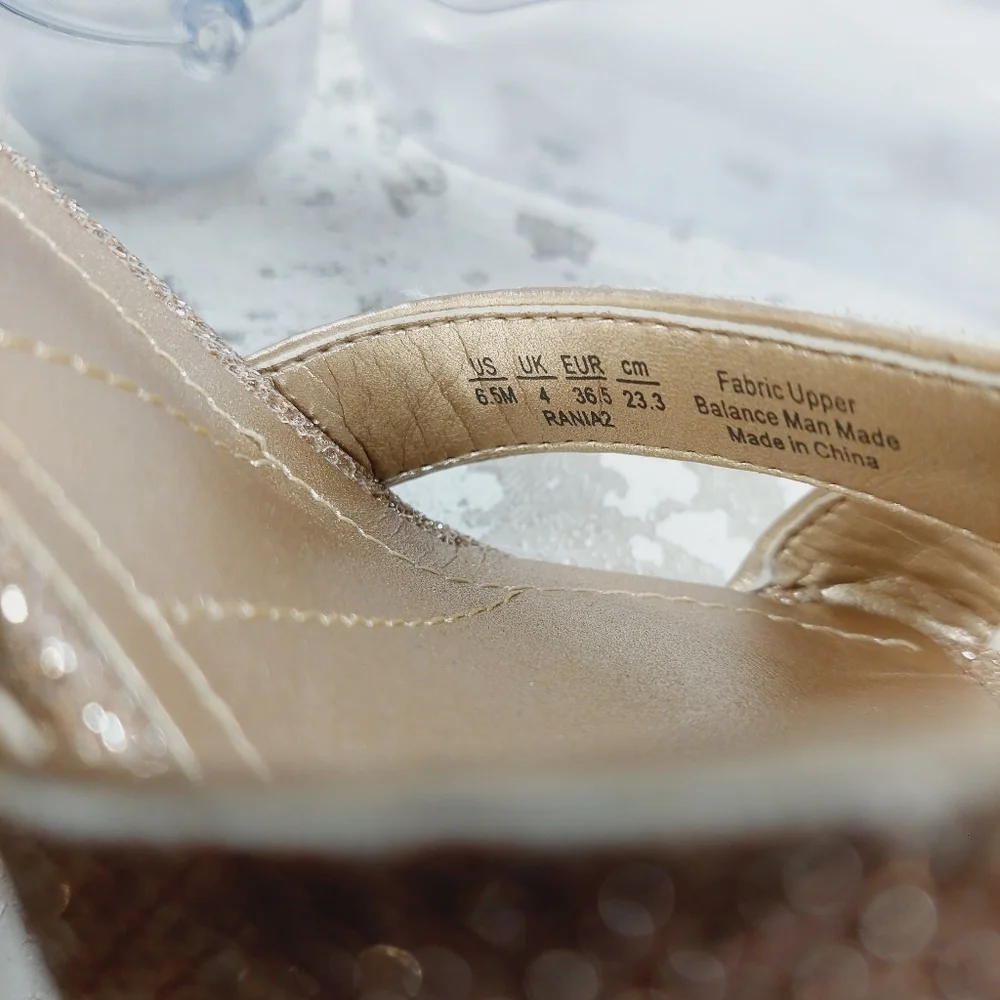 New Franco Sarto Rania 2 Stiletto Cut-Out Ankle Strap Gold High Heels i937 - Picture 11 of 12
